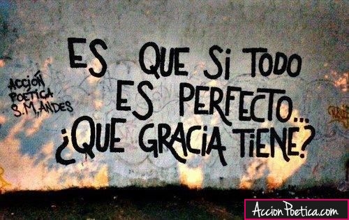 Es que si todo es perfecto... ¿Que gracia tiene?